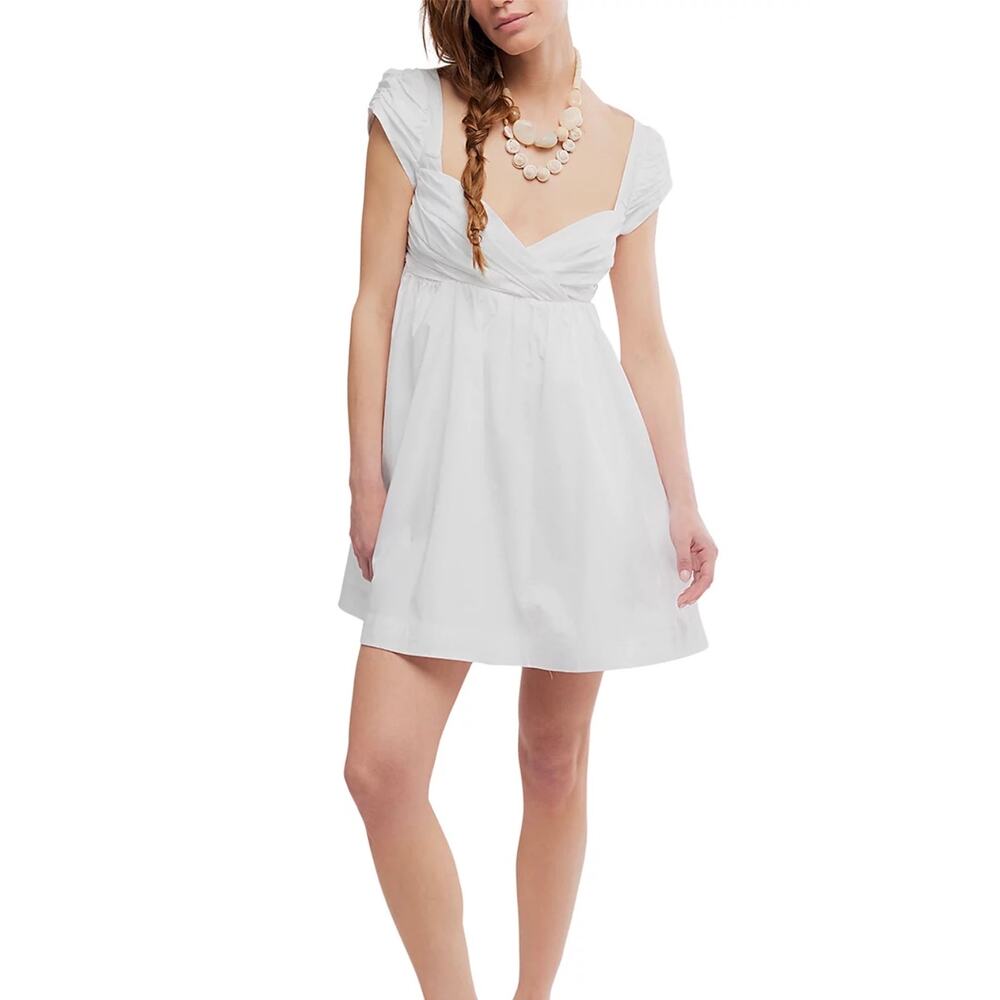 NWT Free People Free-est Raven Open-back Babydoll Mini Dress Ivory SZ S